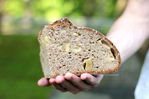 Medieval rye levain stuffed with whole clove garlic ($4.95/lb)