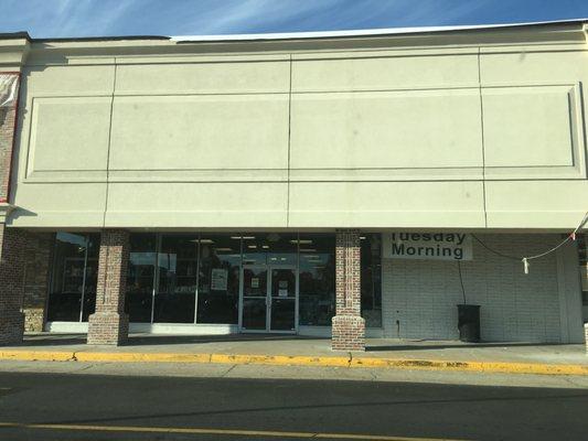 New storefront look in progress for Tuesday Morning and all other stores in the strip mall.