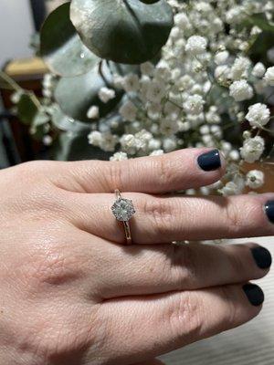 Custom set engagement ring