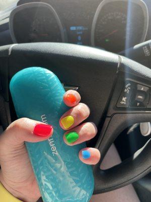 My neon summer dipped nails