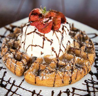 Our Favorite Dessert, Churro Waffle Fried Ice Cream.