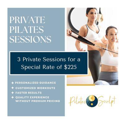 Introductory offer for one-on-one, private Pilates Sessions