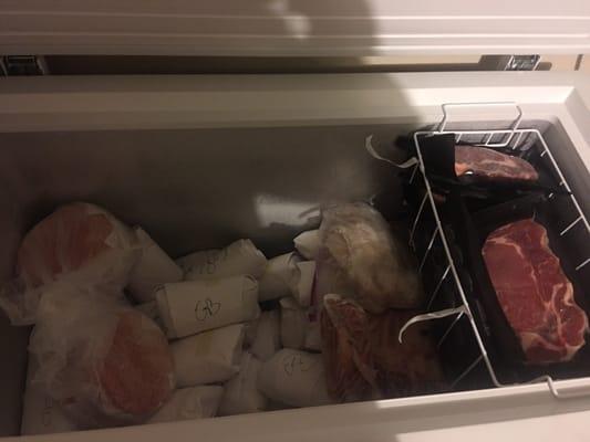 $567 worth of meat. Purchased my own freezer, 7 cubic feet.