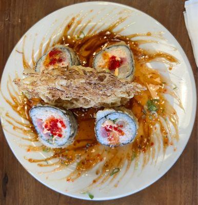 Overhead view of the Four Tower Roll - pretty to look at and very yummy!