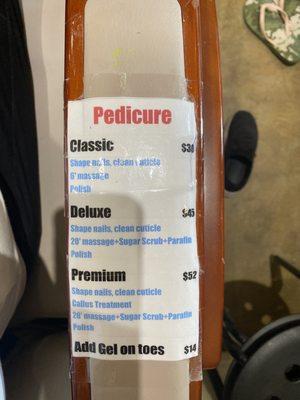 Pedicure prices