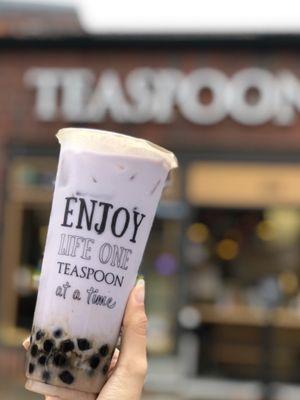 Taro lover (w/ taro chunks) + added boba