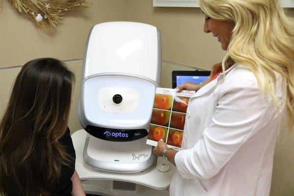 Take advantage of the latest eye testing technology.  Ask us about our Optomap/iWellness package.