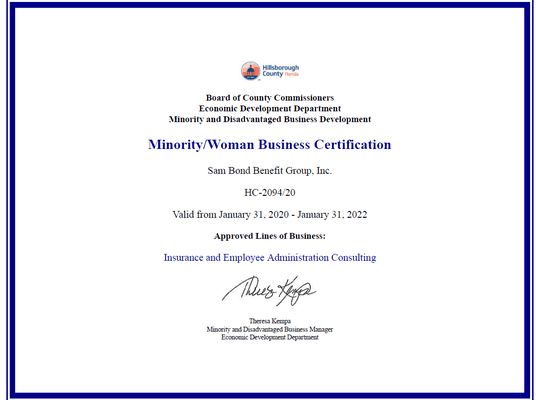 Certified!  Woman Owned Business