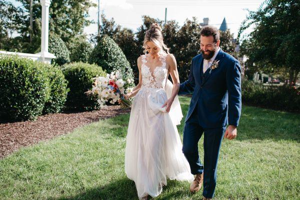 Their lawn is a stunning backdrop for photos