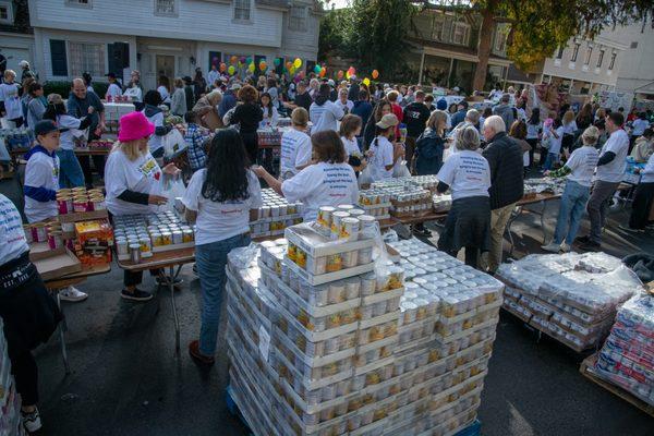 Volunteers helping out.