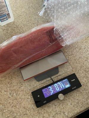 Bette view of tuna weight.