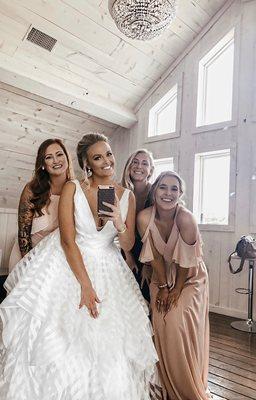 Beautiful bride and bridesmaids