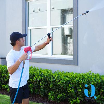 Cleaning an entire house with our IQ cleaning solution to cut through grime and dirt to make your house the best looking on the block.