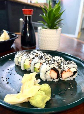 California Maki roll - we did cream cheese instead of cucumber - perfect!