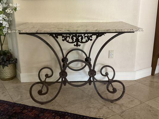 Solid iron table base