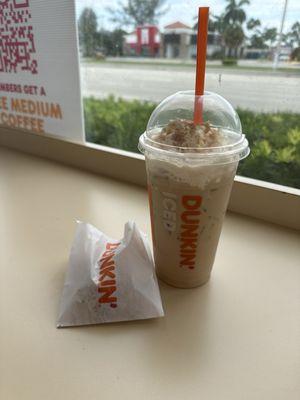 Medium Caramel Craze Latte with hash browns