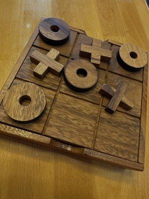 Each table had these nice tic-tac-toe boards which kept our little one occupied.