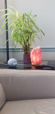 Waiting area. Is that a Himalayan salt lamp. . .