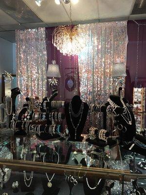 Chandelier, lights and sequins... my kind of backdrop!