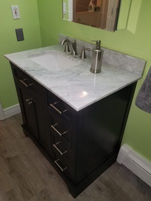 Bathroom remodel with new vicrell shower insert. Love how this green turned out. Ecentric!