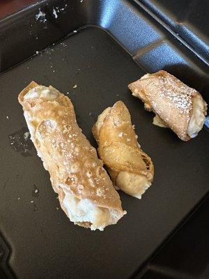 Mini Cannoli and Regular Cannoli- my photos don't do them justice! So delicious!