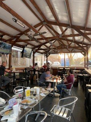 Covered outdoor dining Bobby's Fresh Fried Mushrooms