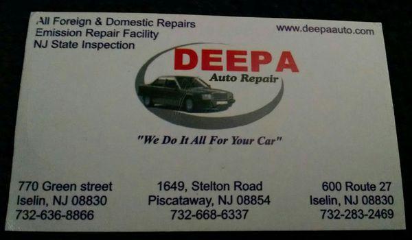 Business card for three locations