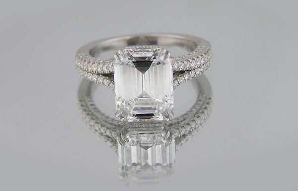 Emerald cut diamond 4.00 ct split shank micropave