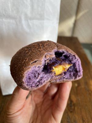 SO fluffy & just baked, a wheat dust on the outside- really nice. Ube cheese bread.