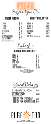 New Price Menu as of March 1, 2024