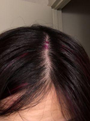 Paint on my scalp after the full highlight service at Dean of Shadyside