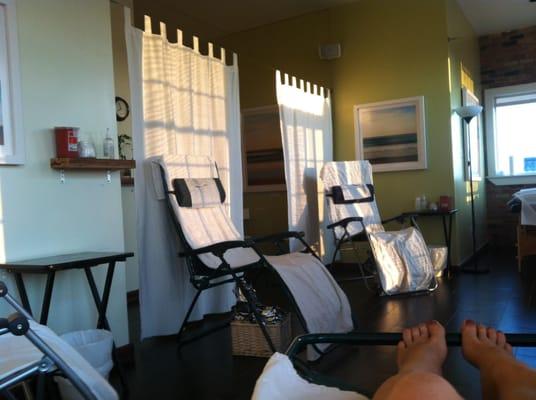 Main treatment room - reclining chairs, plus amazing sunsets.