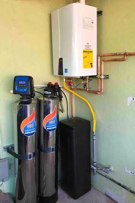 Tankless Water Heater, Whole House Purification, and Water Softener.