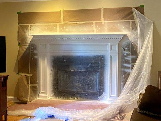 During: Fireplace mantel