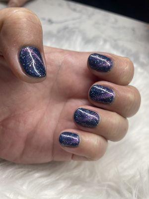 Galaxy cat eye nails