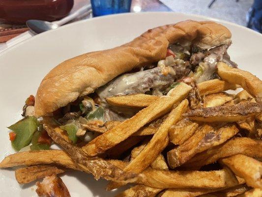 Philly Cheesesteak with homemade French Fries