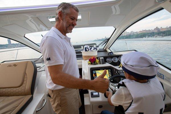 Getting boat driving lessons with Captain Michael