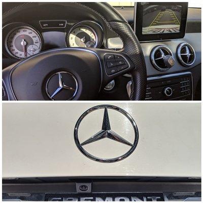 OEM grade aftermarket backup camera added to a 2016 Mercedes CLA250. Appears on stock screen and even has dynamic parking lines!