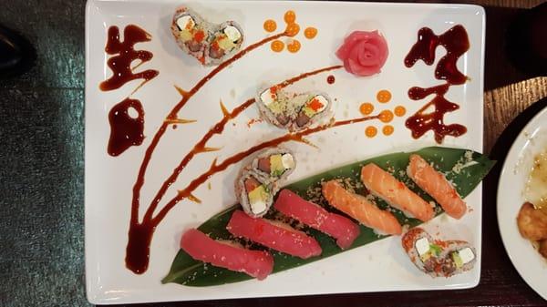 Artistic sushi brought to my brother for his birthday!  Great service.