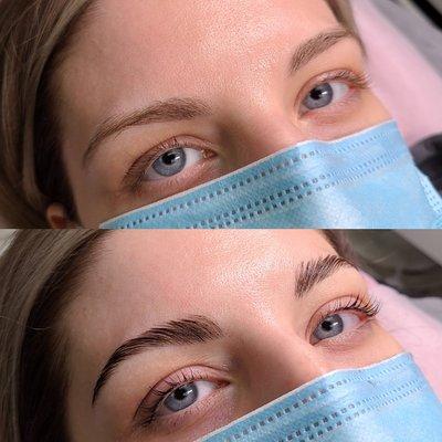 Eyebrow lamination and lash lift +tint