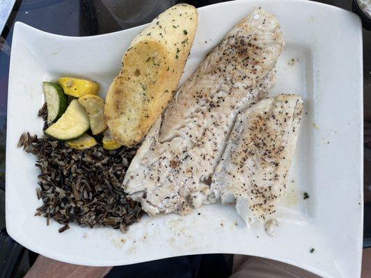 Baked walleye and wild rice