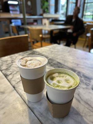 Latte and matcha