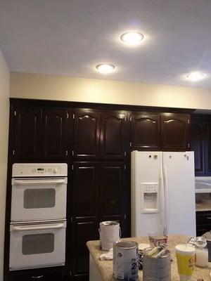 This is the kitchen after they changed from Golden Maple to Dark Maple.  It was not completely cured at the time of the pictures