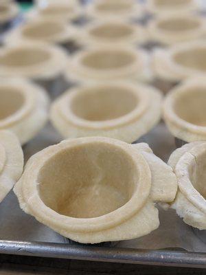 Pie bottom crusts.