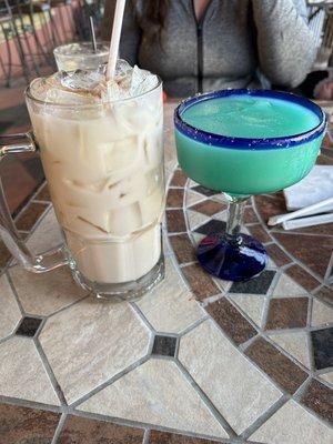 Horchata and Blue Pacific Margarita