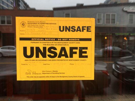 Unsafe, closed until further notice