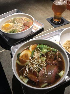 Veggie and pork broth ramen with various meats