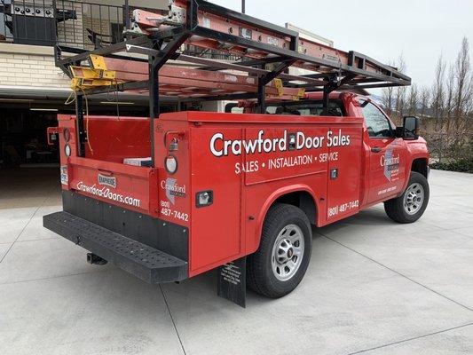 When Greg rolls up in this Crawford Door Sales truck, help has definitely arrived!