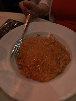 Capellini  with lump crab in a pink sauce - very good!