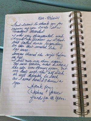 Note from previous guest: "called twice regarding an odor that smelled like cat urine...will never use them again."